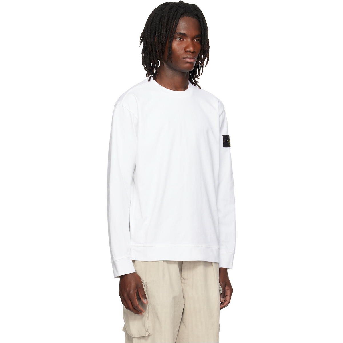 Stone Island White 6100057 Heavy Organic Cotton Sweatshirt
