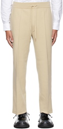 Solid Homme Beige Drawstring Dress Trousers