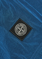 Stone Island Logo Crinkled Nylon Swim Shorts Blue