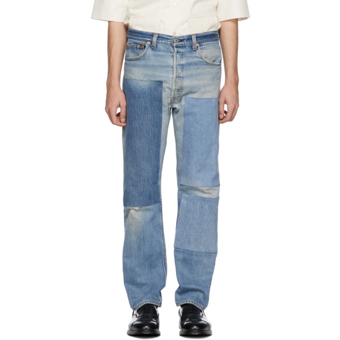 Photo: B Sides Indigo Reworked Three Patches Single Contrast Jeans
