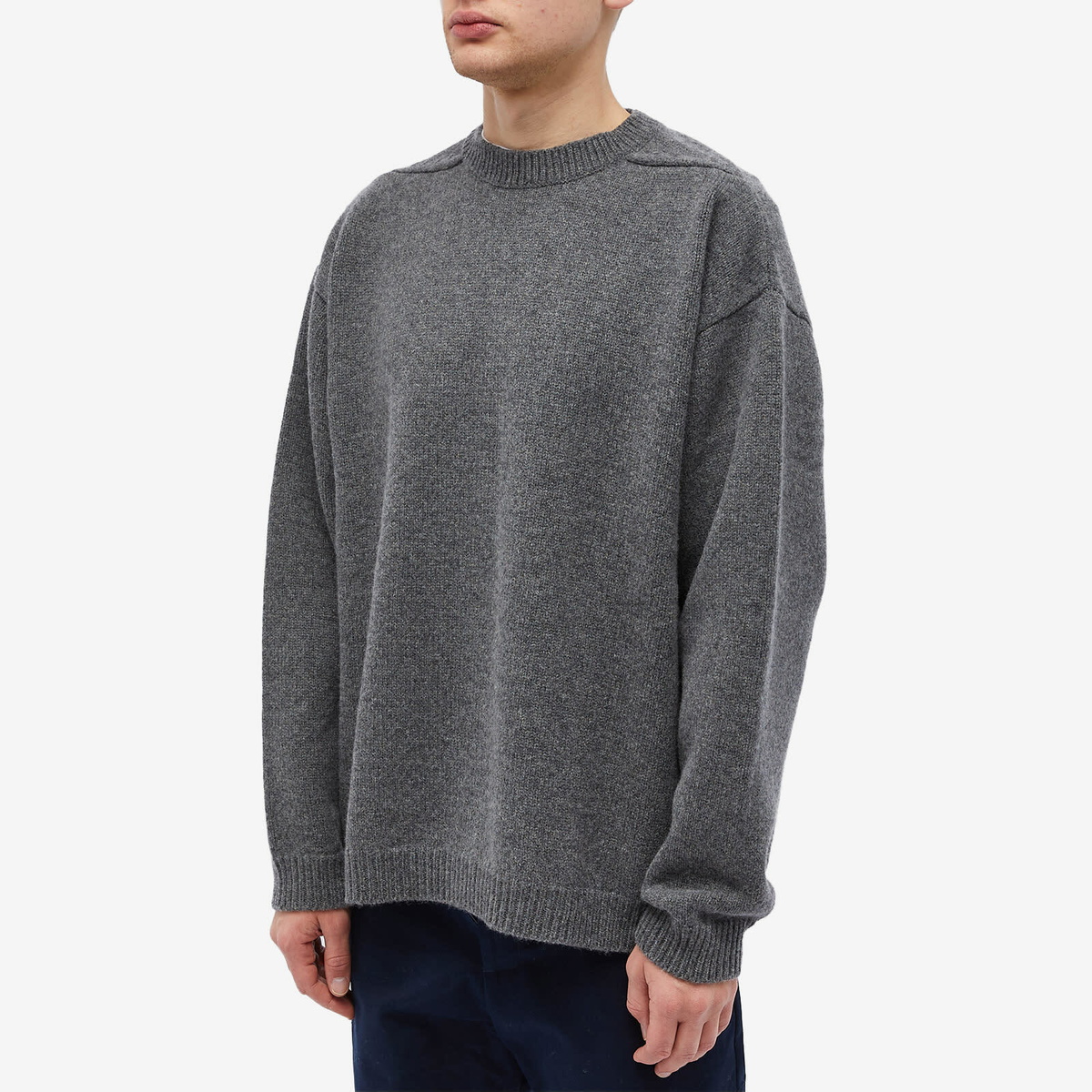 Studio Nicholson Men's Hemyl Lambswool Crew Knit in Granite