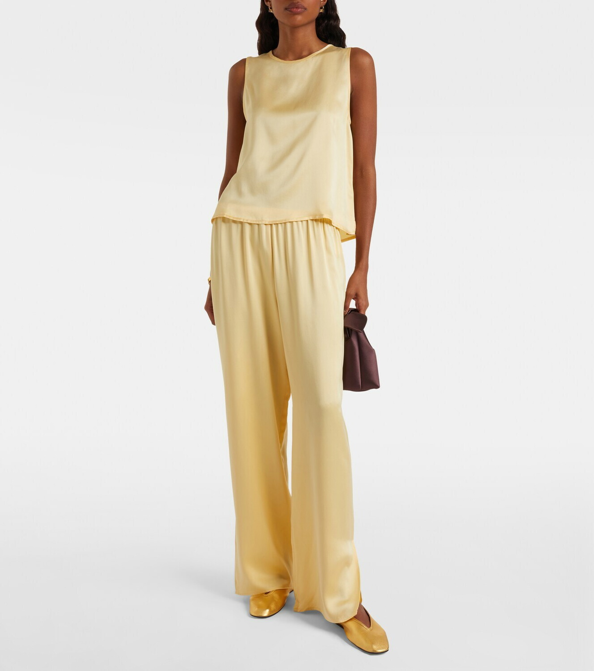 Asceno Sofia silk charmeuse tank top