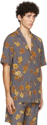 Nanushka Grey & Yellow Voile Venci Short Sleeve Shirt