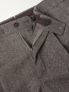 Zegna - Tapered Herringbone Wool and Cashmere-Blend Trousers - Brown