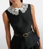 Self-Portrait Belted peplum taffeta midi dress