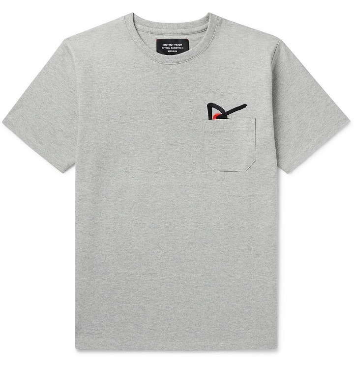 Photo: DISTRICT VISION - Intoku Logo-Embroidered Mélange Cotton-Jersey T-Shirt - Gray