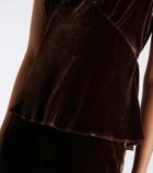 Rixo Karia lace-trimmed velvet top