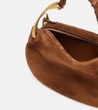 McQueen Wishbone Mini suede top-handle bag