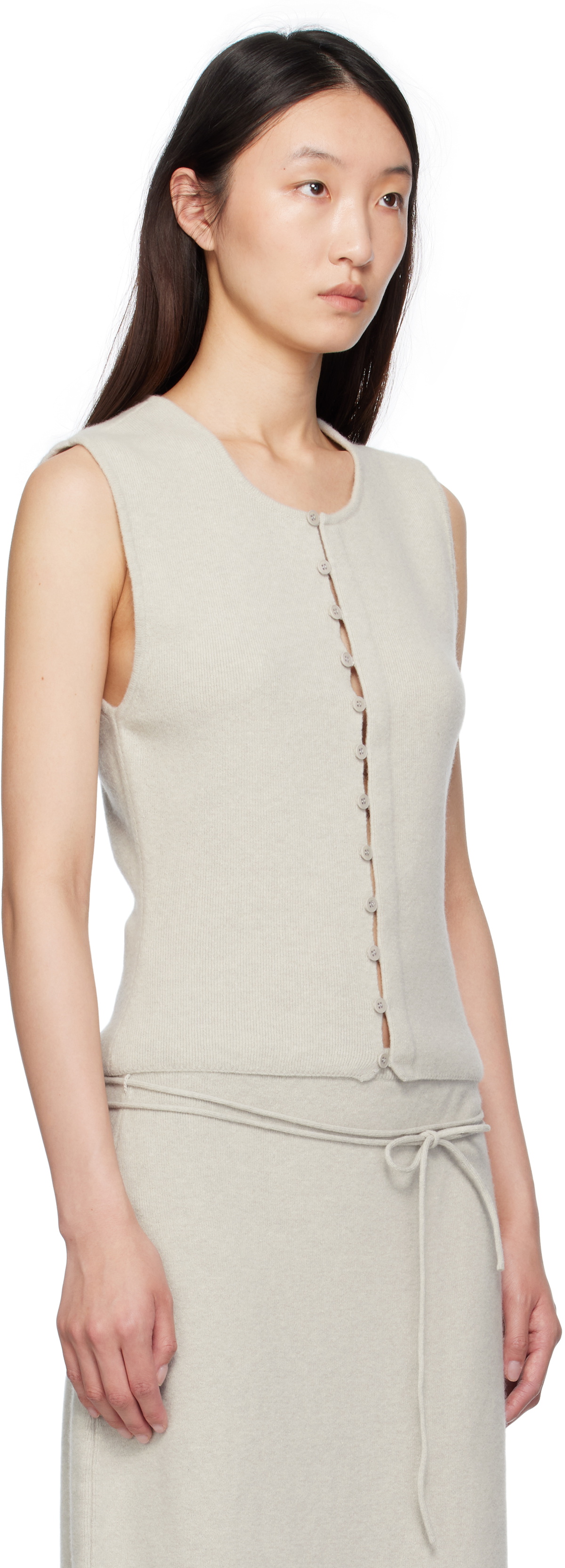 LE17SEPTEMBRE Gray Button Down Knit Tank Top