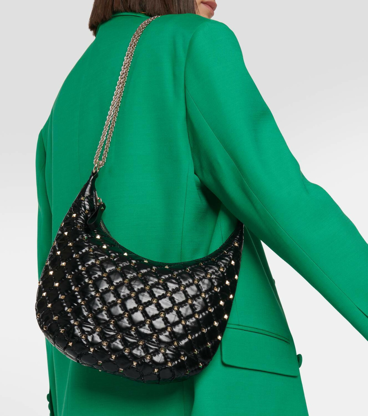 VALENTINO GARAVANI ◆ Small Rockstud Spike Hobo Bag Valentino Garavani Small Rockstud Spike Leather Hobo Bag