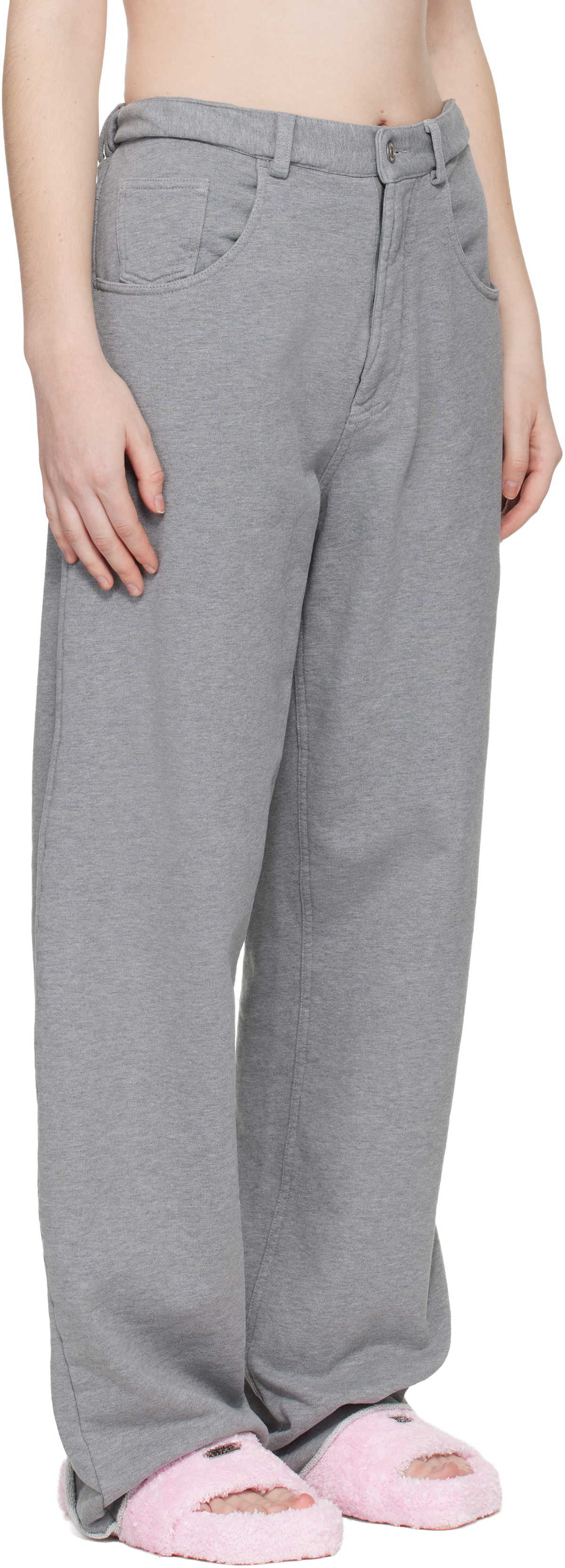 MM6 Maison Margiela Gray Wide-Leg Cotton Trousers