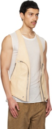 Rick Owens Beige Temple Bauhaus Leather Vest