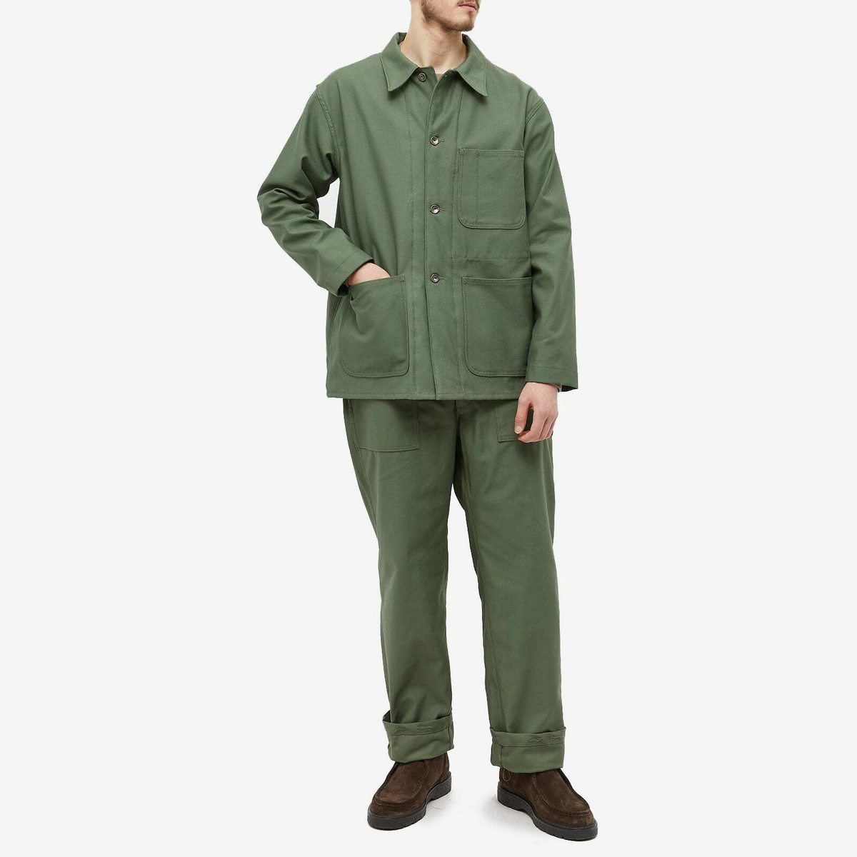 Engineered Garments Men's Workaday Utility Jacket in Olive Reverse