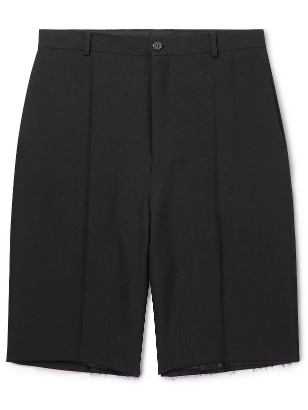 Photo: Balenciaga - Pleated Straight-Leg Wool-Blend Shorts - Black