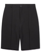 Balenciaga - Pleated Straight-Leg Wool-Blend Shorts - Black