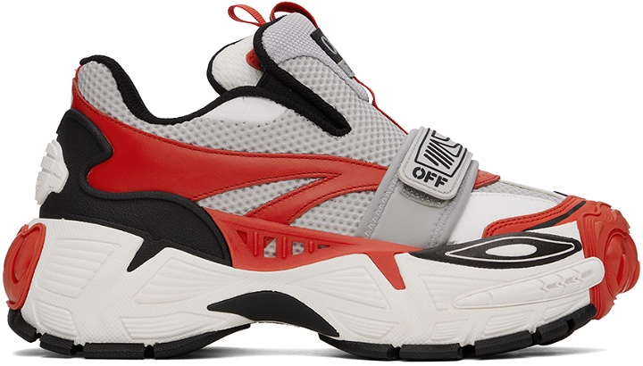 Photo: Off-White Red & Gray Glove Slip On Sneakers