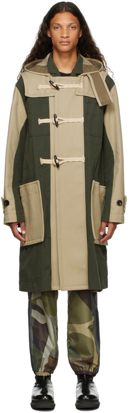 Photo: Sacai Beige & Khaki Wool Toggle Coat