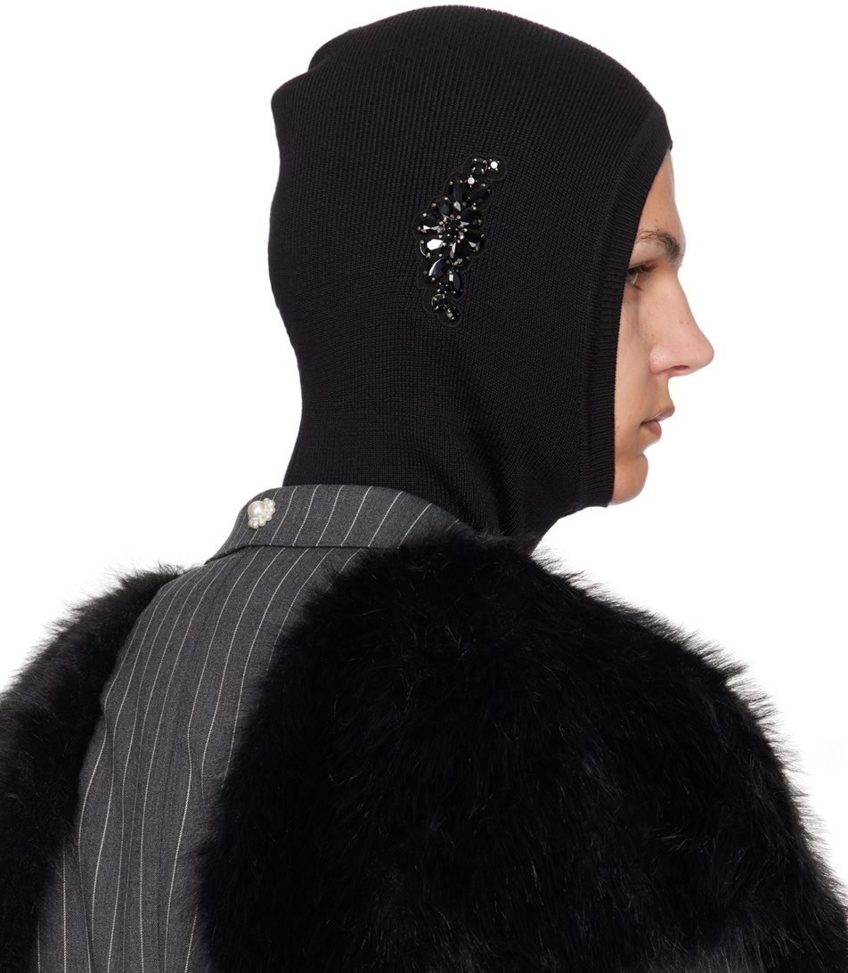 Simone Rocha Black Pointed Merino Silk Knit Balaclava Simone Rocha