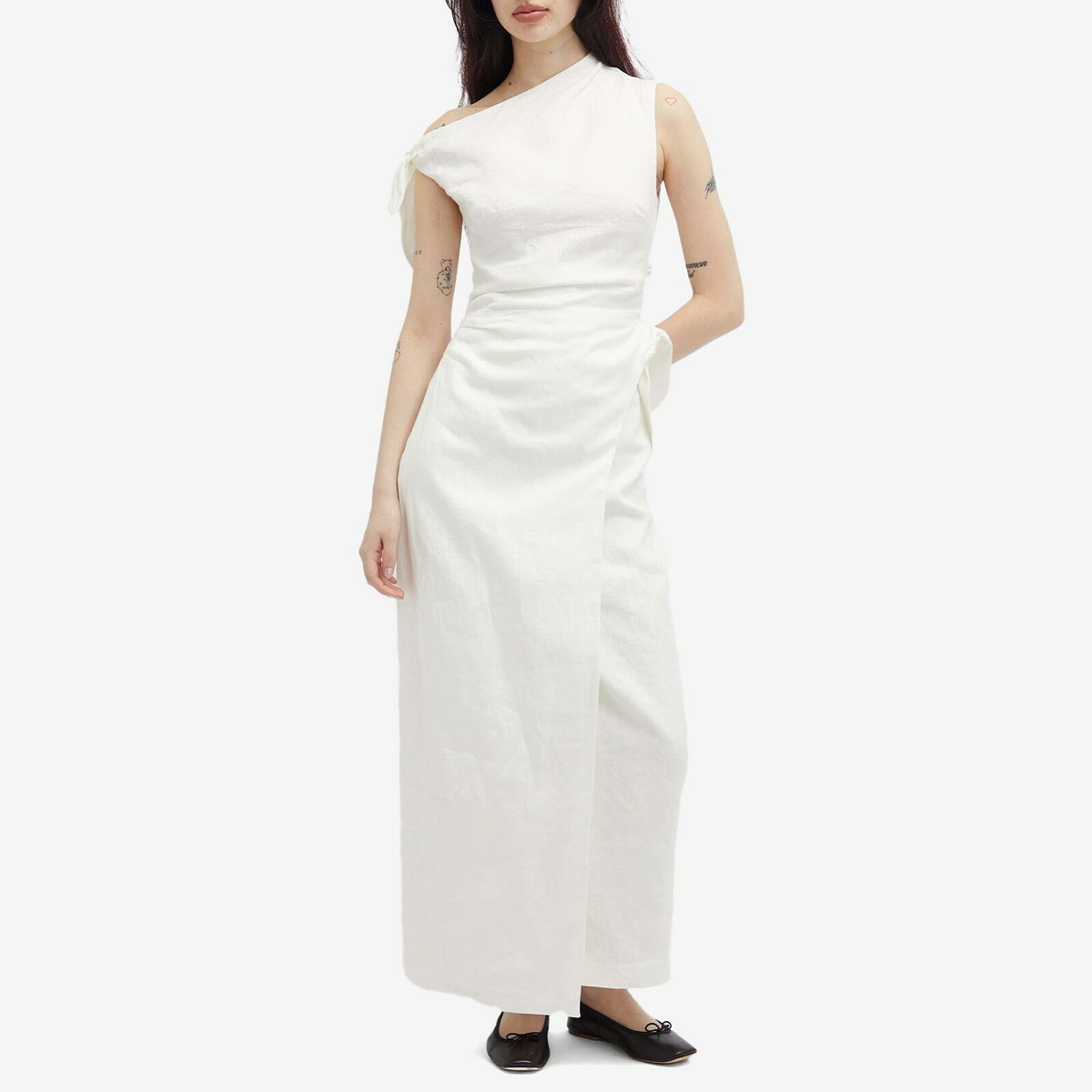 SIR. Women's Tamara Tie Linen Midi Dress in Ivory SIR.