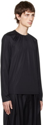 AARON ESH Black Gathered Neck Long Sleeve T-Shirt