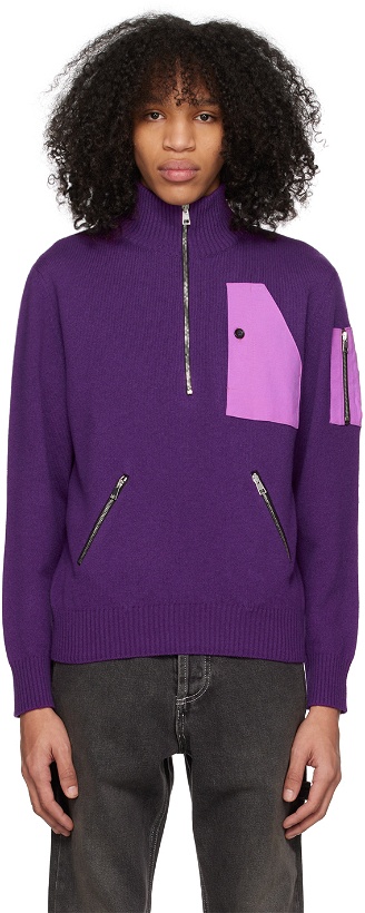 Photo: Winnie New York Purple Half-Zip Sweater