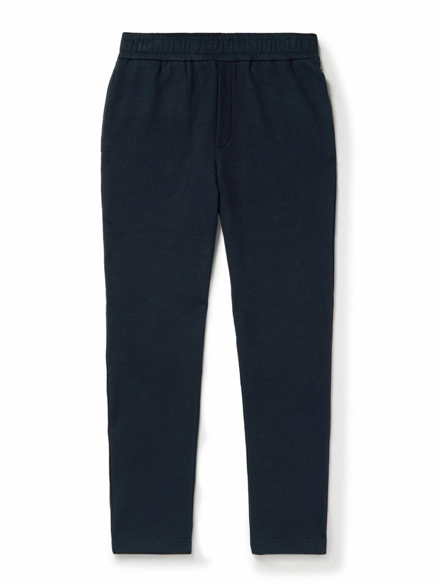 Photo: Moncler - Straight-Leg Cotton and Cashmere-Blend Jersey Sweatpants - Blue
