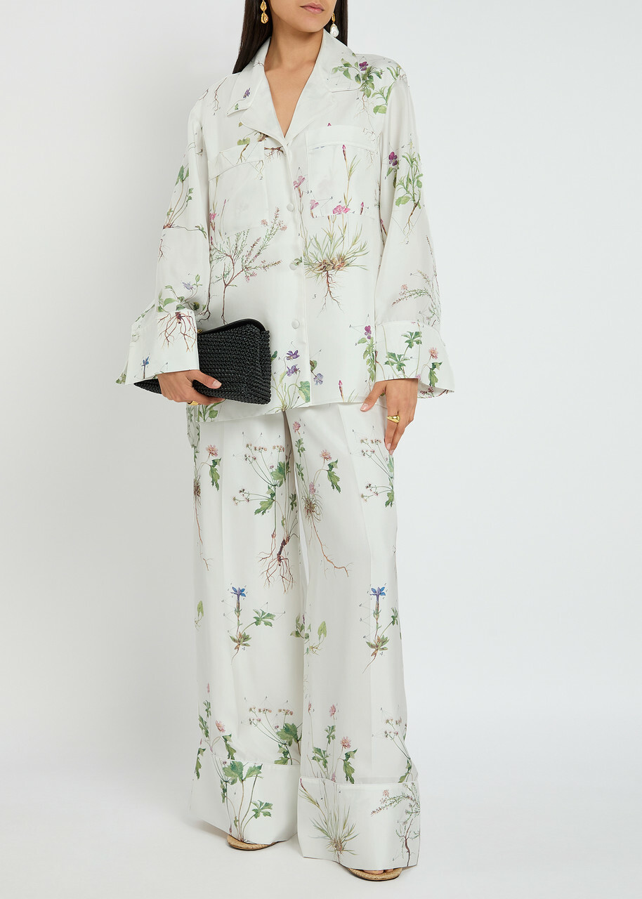 Erdem Printed Silk Pyjama Shirt Multi Floral