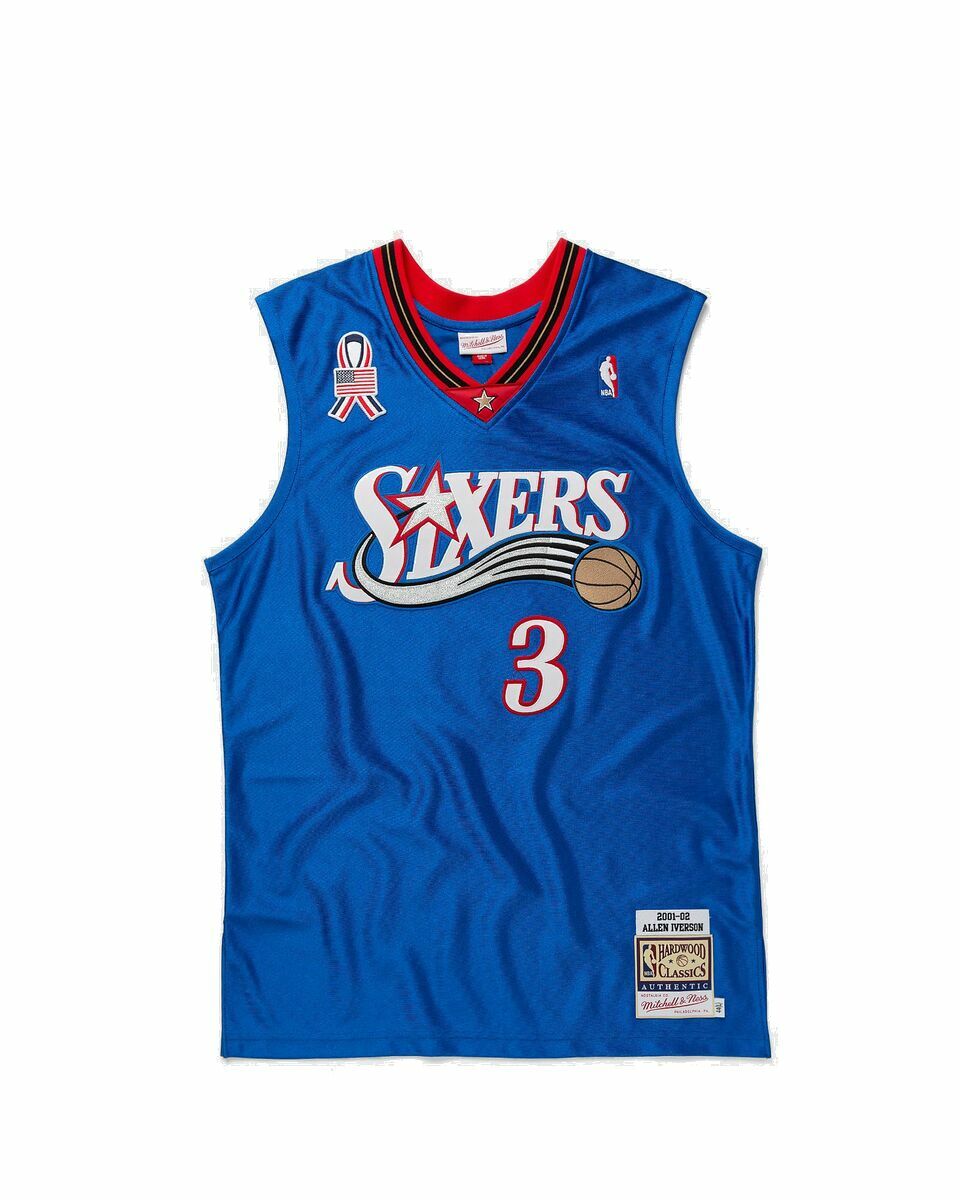 Photo: Mitchell & Ness Nba Authentic Jersey Philadelphia 76 Ers Alternate 2001 02 Allen Iverson #3 Blue - Mens - Jerseys