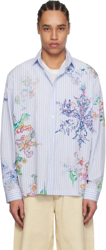 Photo: Perks and Mini Blue Fractal Stripe Shirt