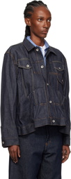 sacai Navy Pleated Denim Jacket