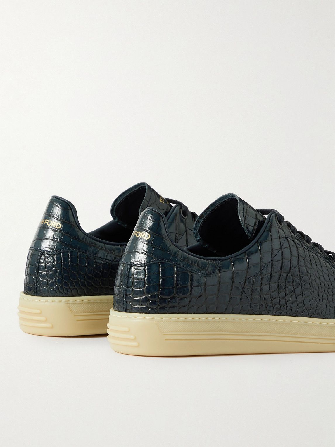 【23AW NEW】TOM FORD_man/ WARWICK スニーカー / Dark Blue TOM FORD - Warwick Croc-Effect Leather Sneakers - Blue TOM FORD