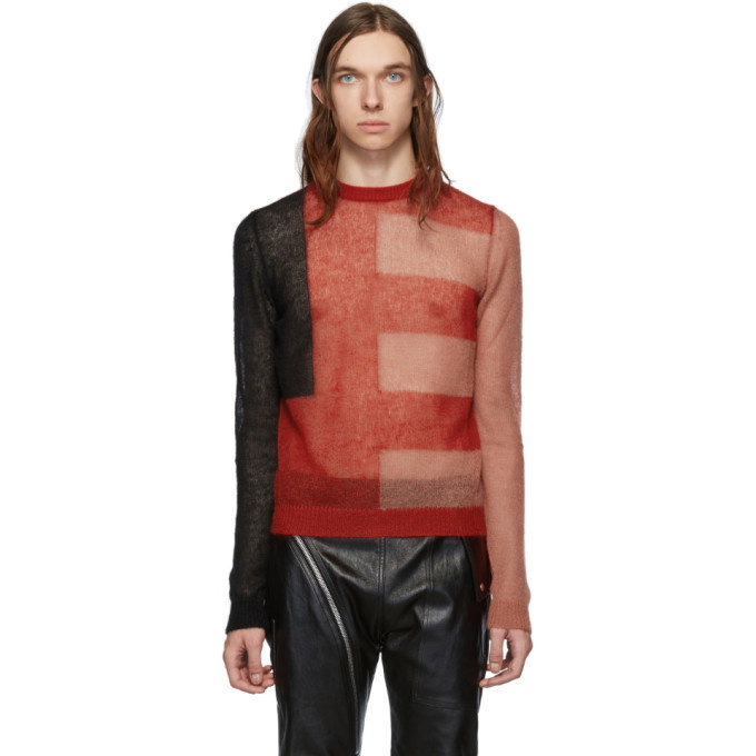 Photo: Rick Owens Black and Red Cropped Biker Level Sweater