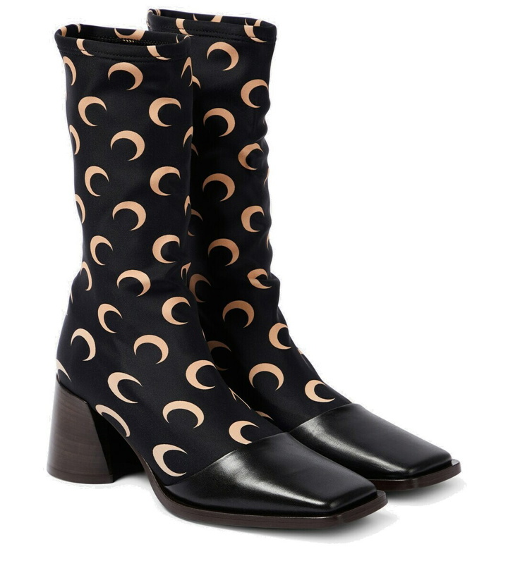 Photo: Marine Serre Printed leather-trimmed sock boots