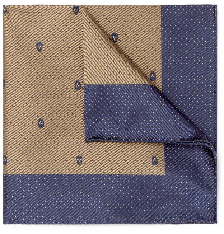 Photo: ALEXANDER MCQUEEN - Polka-Dot Silk-Jacquard Pocket Square - Blue