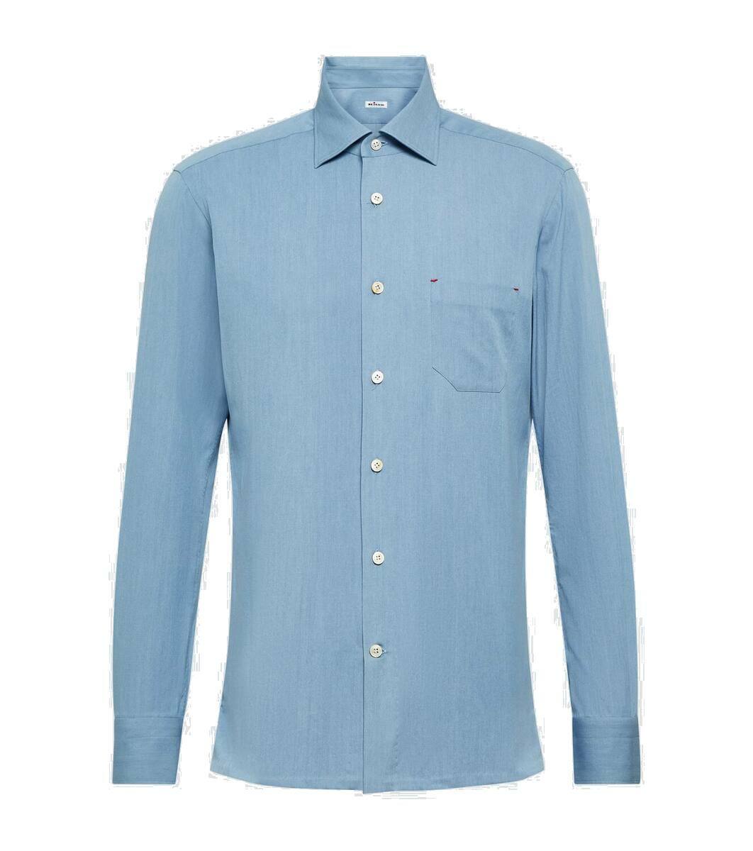 Kiton Blue White Cotton Shirt main image 1