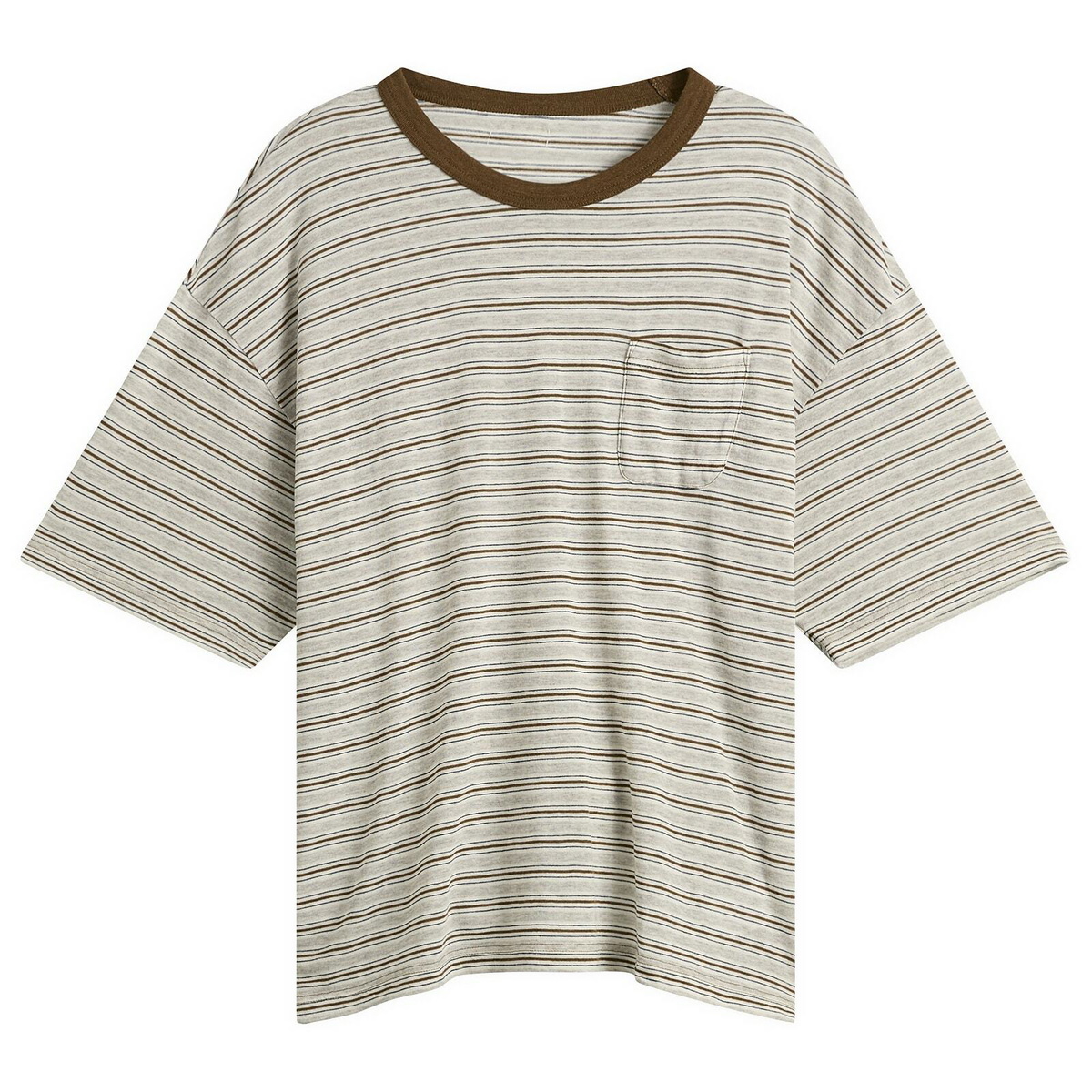 Visvim Men's Mondo Border Stripe T-Shirt in Grey