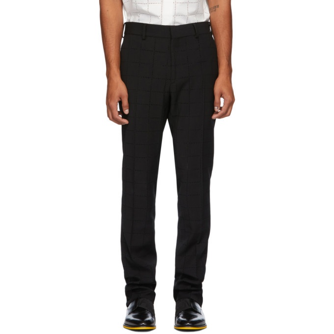 Photo: Fendi Black Perforated Check Trousers