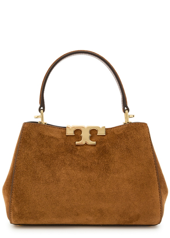 Photo: Tory Burch Eleanor Mini T-logo Suede top Handle bag - Caramel