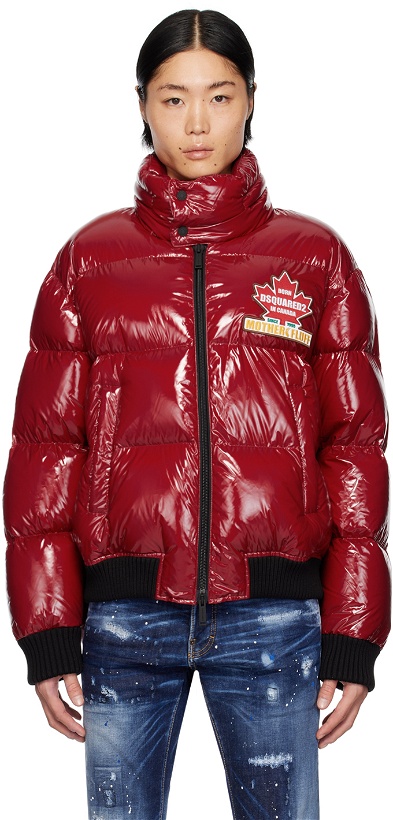 Photo: Dsquared2 Red Glossy Puff Kaban Down Jacket