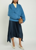 Joseph Ade Plissé Satin Midi Skirt Indigo