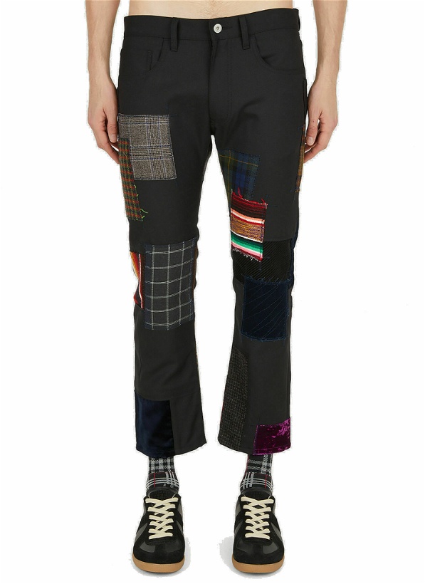 Photo: Patchwork Flared Pants in Black