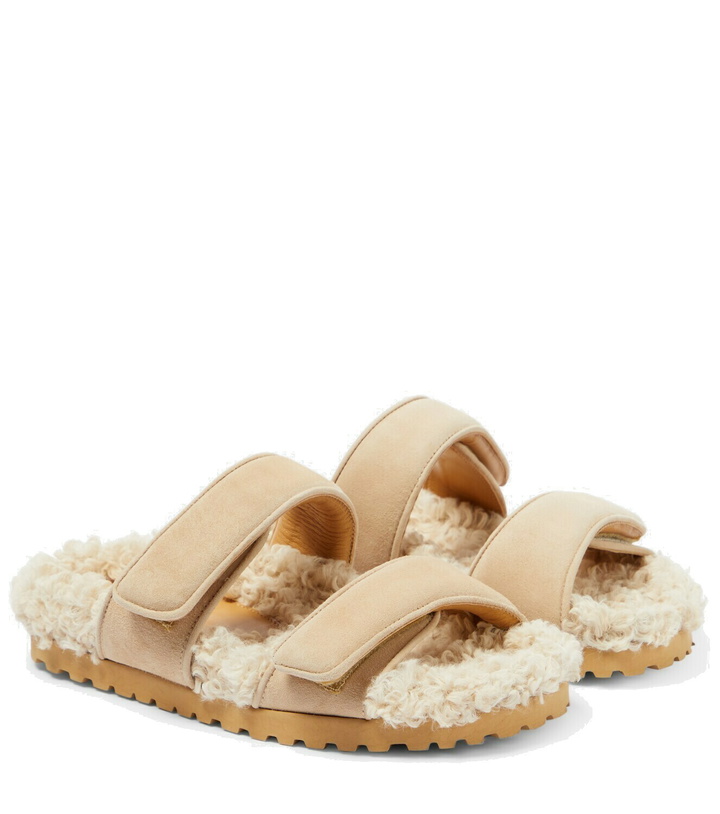 Photo: Gia Borghini Alvine suede and shearling slides