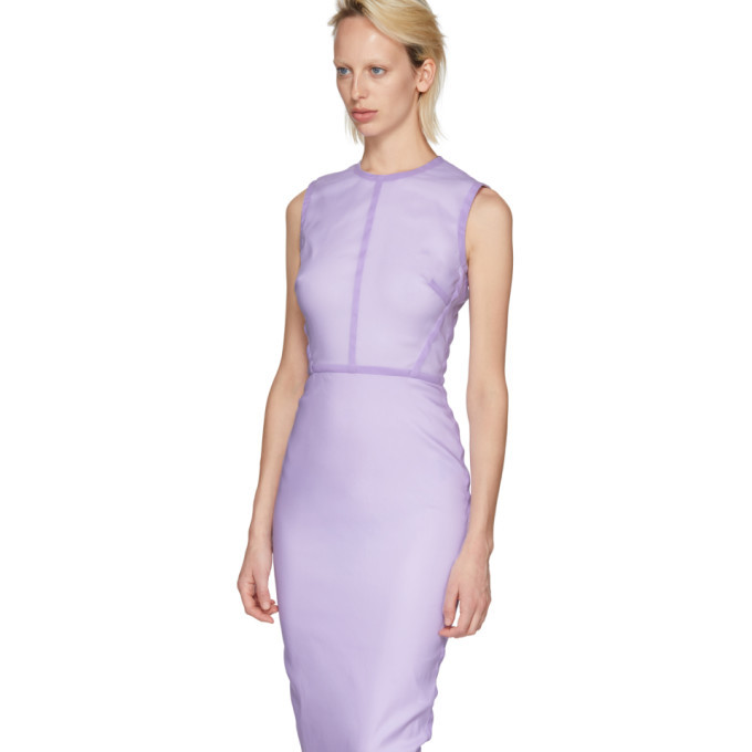 Victoria Beckham Purple Linear Fitted Dress