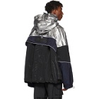 Juun.J Black and Silver Half-Zip Hooded Jacket