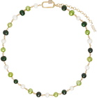VEERT Gold 'The Single Multi Green' Pearl Necklace