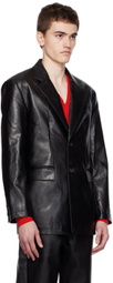 Dunst Black Two-Button Faux-Leather Blazer