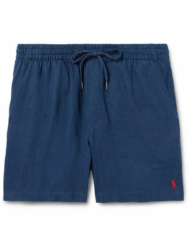 Photo: Polo Ralph Lauren - Prepster Logo-Embroidered Linen Drawstring Shorts - Blue