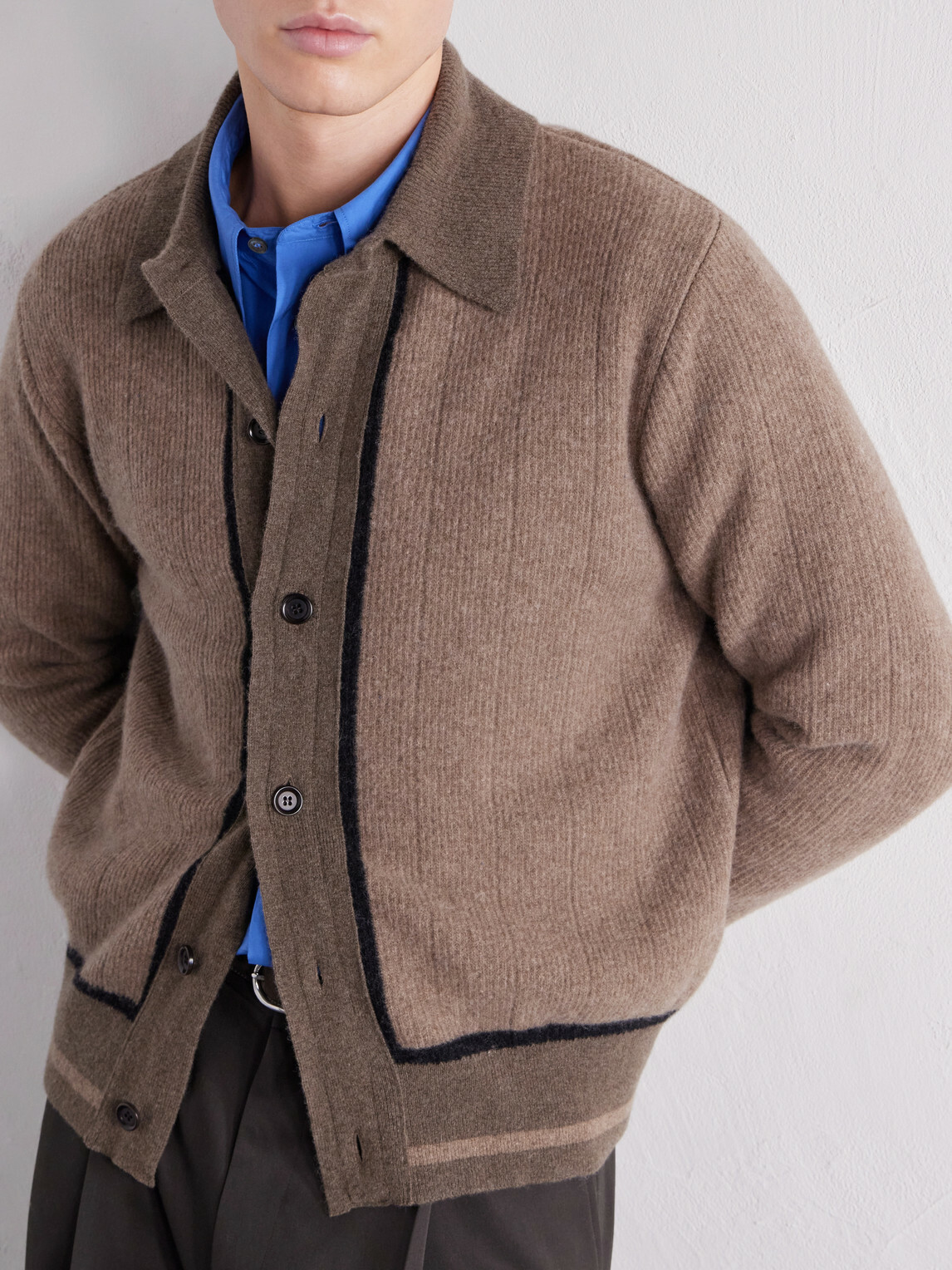 Oliver Spencer - Britten Ribbed Merino Wool Cardigan - Brown