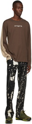 mastermind WORLD Brown & Beige 2 Color Long Sleeve T-Shirt