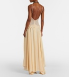 Blumarine Lace-trimmed georgette maxi dress